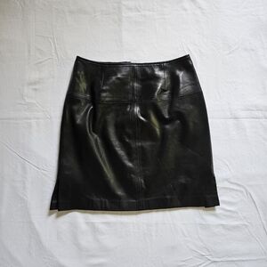 Vintage VAKKO leather black high-waist sexy preppy winter mini skirt Size 8